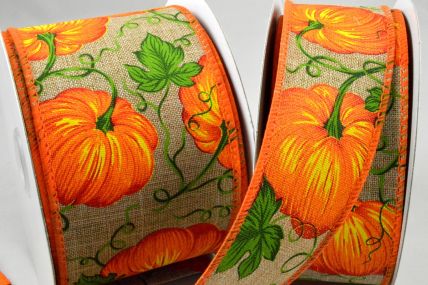 46035 - 38mm Wired Pumpkin Ribbon x 10 Metre Rolls!