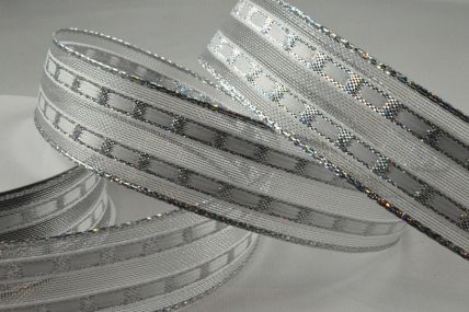 16mm Wired Silver Lurex Lined Ribbon x 10 Metre Rolls!