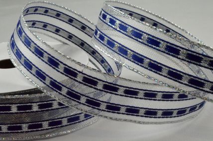 Y844 - 16mm Wired Blue Lurex Lined Ribbon x 10 Metre Rolls!