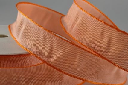 Y623  40mm  Wired High Quality Woven Florist Ribbon x 25 metre rolls!!-40mm-25 Peach Orange-25 Metres