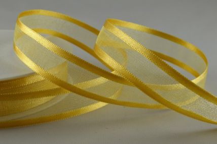 10mm, 15mm, 25mm & 40mm Gold Satin Sheer Ribbon x 25 Metre Rolls!