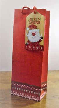 88122 - Red Merry Christmas Bottle Bag with Santa Tag!!