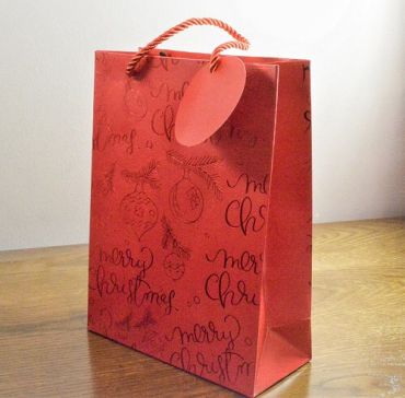 88123 - Small or Medium Red Merry Christmas Holly & Bauble Gift Bags & Tag!!