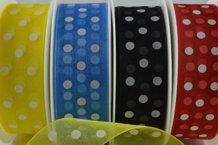 55001 -  10mm & 25mm Sheer Spotted Dot Ribbon x 20 Metres!