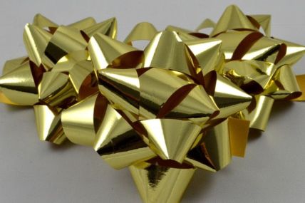 Y675 - Set of 6 Gold Metallic Self Adhesive Gift Bows